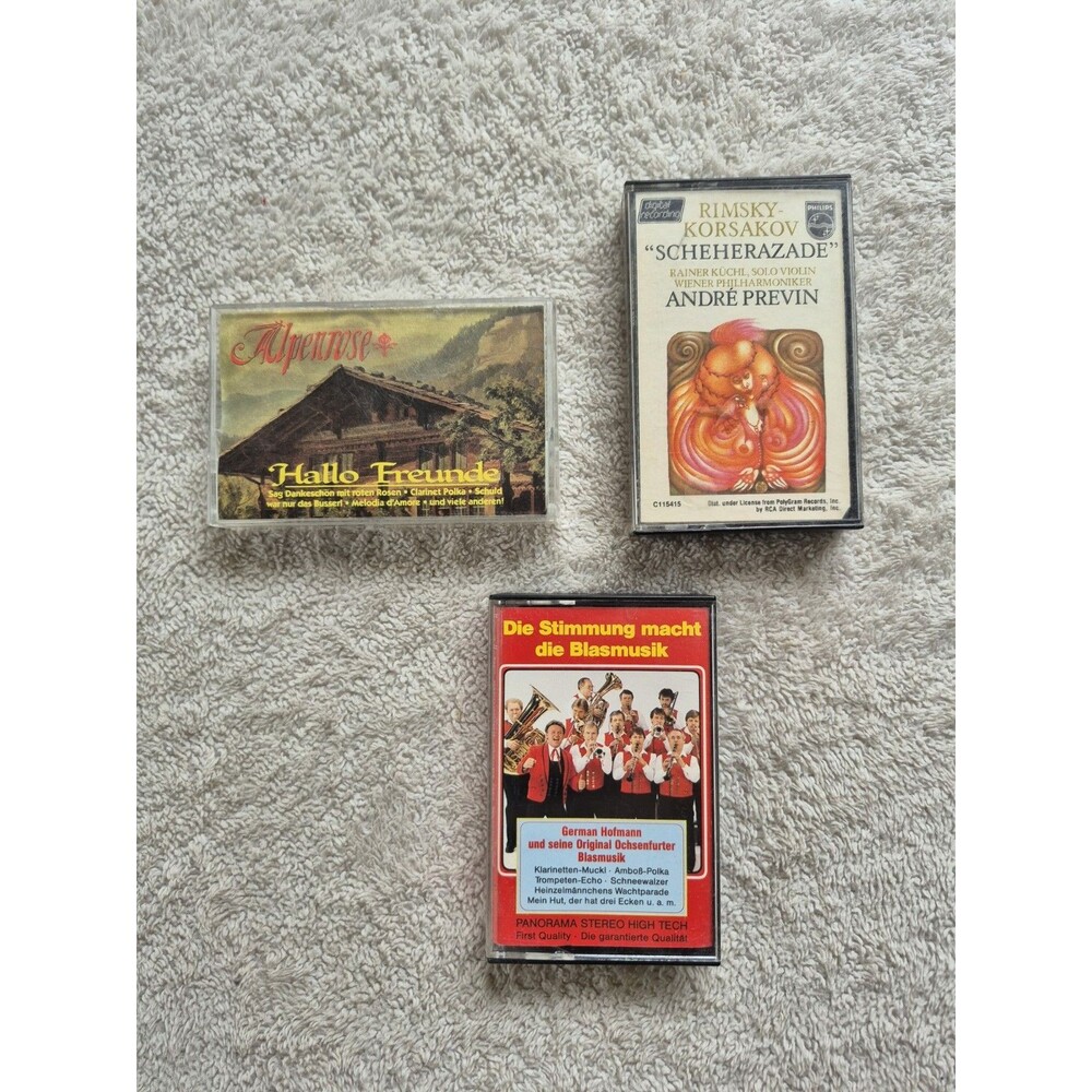 Vintage Cassette Tape Lot of 3 German Polka Folk & Classical Philips Alpenrose